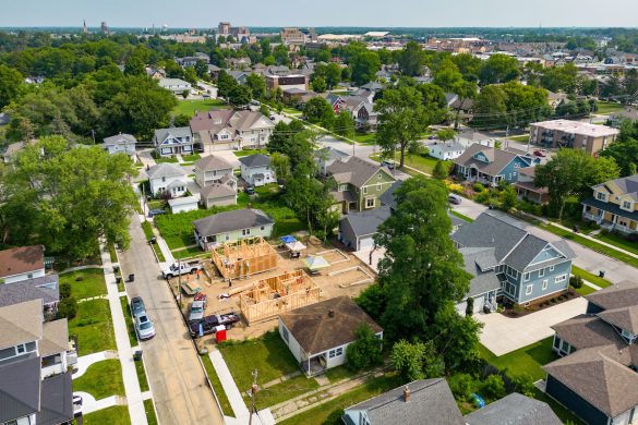 Sky view of worksite (Photo by Matt Cashore/University of Notre Dame)