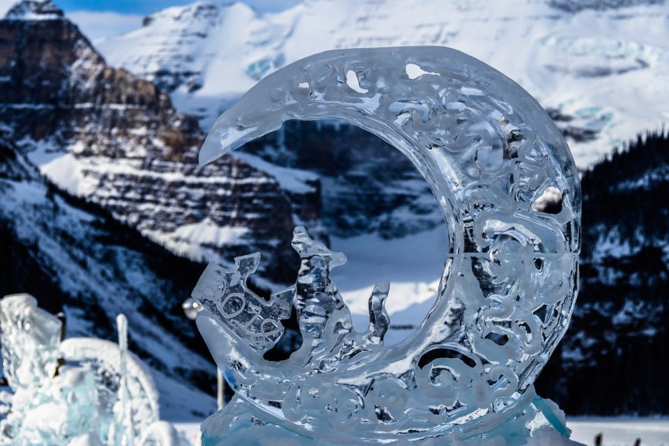 carved moon shape ice